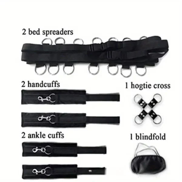 1 piece Bdsm bed bondage set - adult fun letter pattern webbing, multifunctional nylon sex accessories, couple flirting and bed restraint sex kit, couple sex bondage belt - Image 4