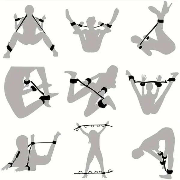 1 piece Bdsm bed bondage set - adult fun letter pattern webbing, multifunctional nylon sex accessories, couple flirting and bed restraint sex kit, couple sex bondage belt - Image 3
