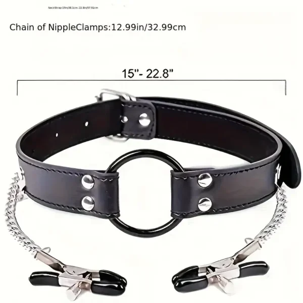 European and American hot selling adult sex toys artificial leather mouth plug chest clip bondage underwear SM alternative bondage training toys - Image 5