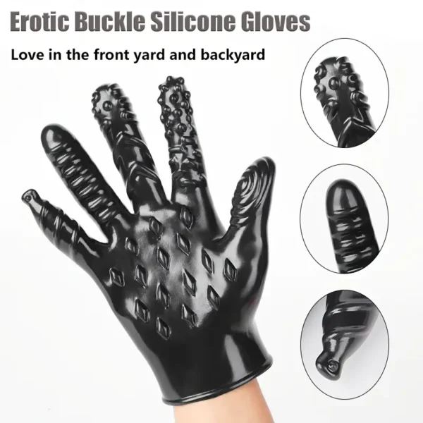 Valentine's Day Erotic Massage Gloves - Wolf Tooth Design, Fingerless for Intimacy and Flirting, Adult Novelty Accessories - Image 3