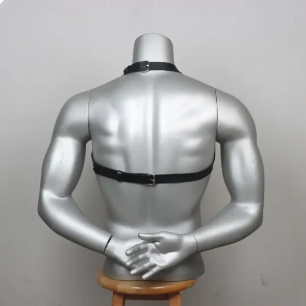 Men's PU Leather Suspenders with Chain Detail - Sexy Shoulder Bondage Chest Lingerie, Erotic Gay Costume Accessories for Halloween and Parties, Halloween Underwear - Image 3