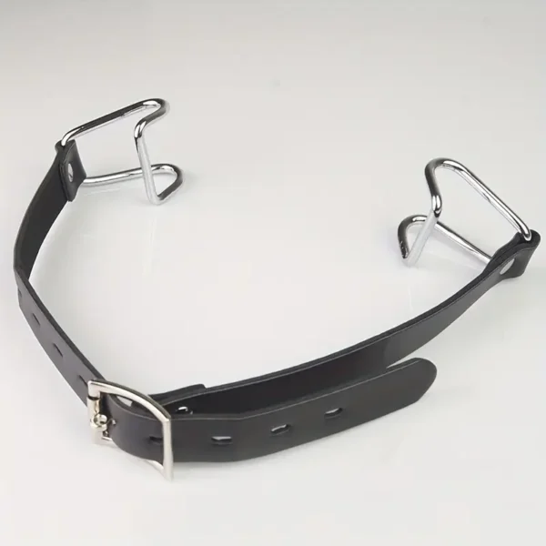 Stainless Steel Spider Ring Gag BDSM Bondage, Nose and Mouth Hook Diffuser, Leather Headband, Couple Restraint Sex Toy - Image 3