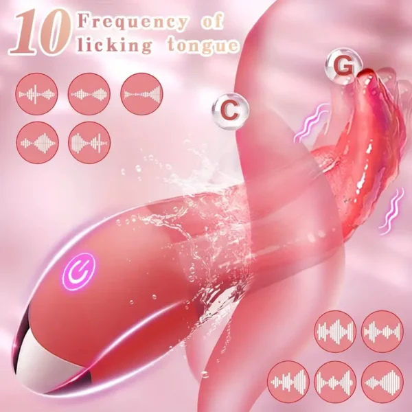 10 Frequency Licking Tongue Clitoral Stimulation Female Sex Toy: G-Spot Massage, Soft Silicone, USB Charging, Suitable for Couples